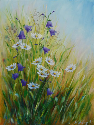 Summer flowers. Bluebells. #6 Oil on canvas, 30x40cm, 01-2018.