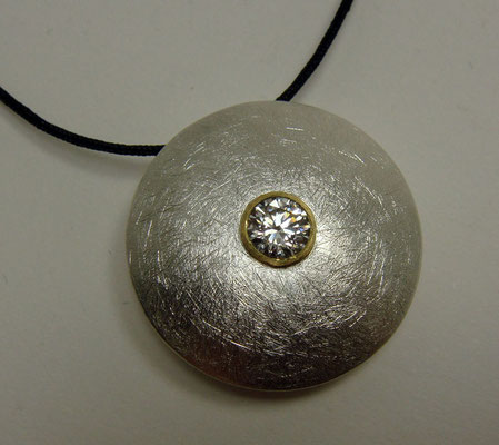 Golden Jewel Ø 24,5 mm • Silber, Gold 750, Zirkonia Ø 5 mm