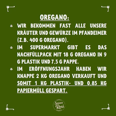 Unverpackt Einkaufen - Ersparnis an Plastik bei Oregano