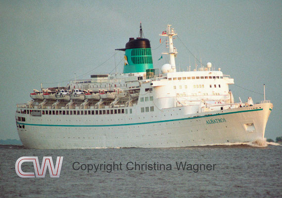 Das 1957 für Cunard gebaute Passagierschiff SYLVANIA war ab 1993 bis zu ihrem Abbruch 2003 als ALBATROS für Kreuzfahrten eingesetzt