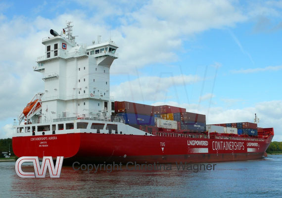 Die 2019 erbaute CONTAINERSHIPS AURORA (1.380) und die 5 Schwesterschiffe sind die ersten Feederschiff-Neubauten mit LNG-Antrieb gewesen.