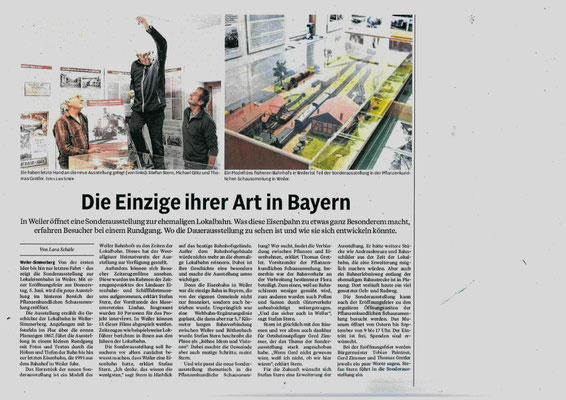 Westallgäuer 03.6.2025: Vorbericht zur Ausstellung Lokalbahn Weiler 