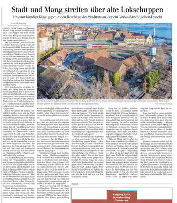 Lindauer Zeitung 03.11.2020: Stadt Lindau beansprucht Vorkaufsrecht für ehemaliges Bahnbetriebswerk