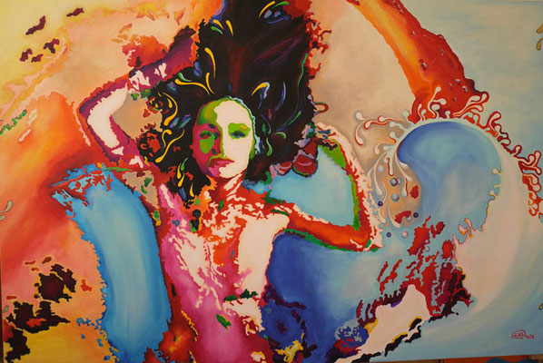 356. "Tauche nach Perlen, berühre die Wolken und strahle vor Glück."  Acryl auf Leinwand, 195x130h, 2011