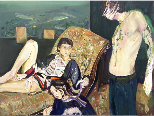 Theodor / der besuch / 2025 Öl auf lwd 120 x 160 cm 