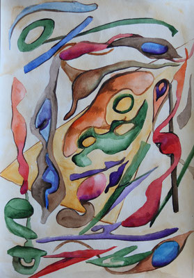 Chaos. Painting. Watercolor on Paper. 2022.  Size: 11 W x 16 H x 1 D in