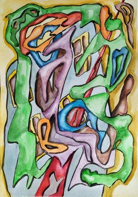 Explosion. Painting. 2022. Watercolor on Paper  Size: 8.2 W x 11.2 H x 1 D in