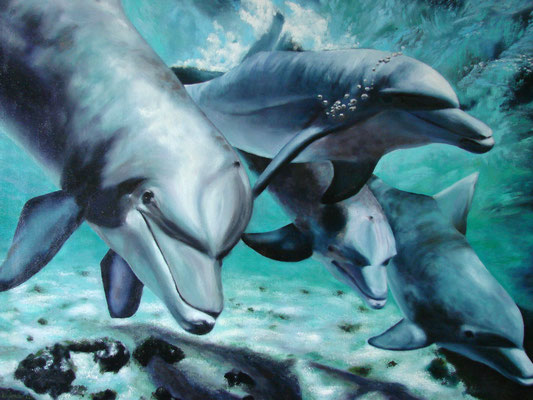 painting "Dolphins" Canvas/oil 24"H x 32"W (60 x 80 сentimeters)