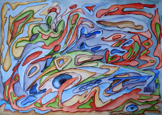 Premonition. Painting. 2022. Watercolor on Paper  Size: 16 W x 11 H x 1 D in