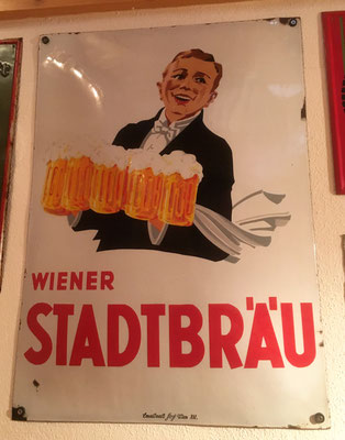 070 Wiener Stadtbräu, Email, Abm. 70 cm x 50 cm, Impressum: Emailierwerk Steg Wien XVI, ca. 1920