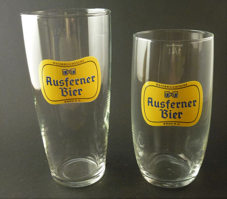 T028, T029, "Ausferner Bier" , Reutte, Tirol, + 1969 (Glas von ca. 1950/1960)