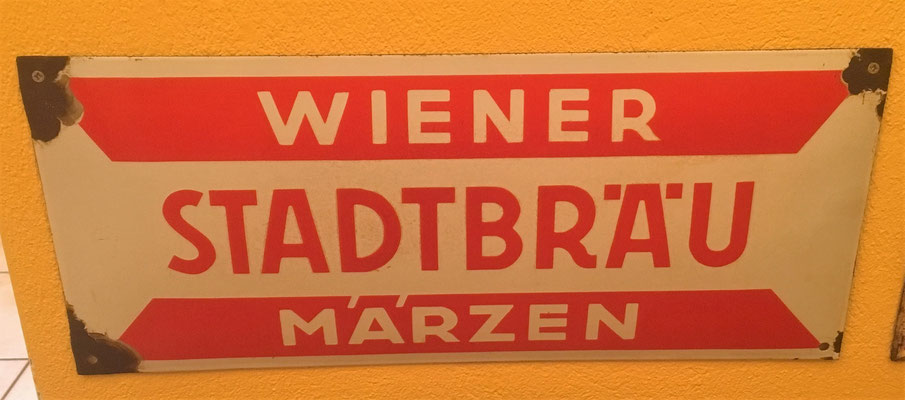 063 Wiener Stadtbräu, Email,  Abm. 21 cm x 49,5 cm, Impressum: Emailwerk Steg Wien XVI, ca. 1930