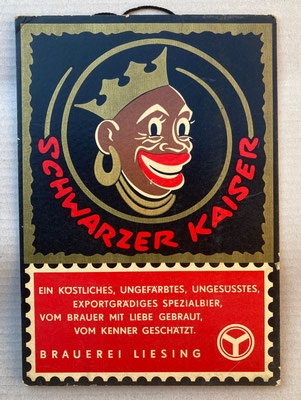 173 Brauerei Liesing Wien , schwarzer Kaiser, Pappe, Abm. 26,0 cm  x 18,3 cm , kein Impressum, ca. 1950