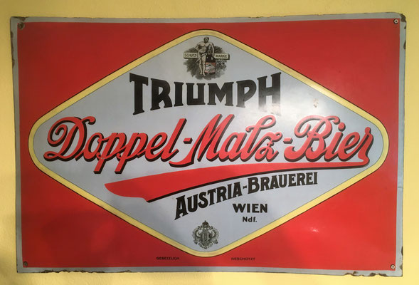 072 Austria Brauerei, Email, große Version, Abm. 60 cm x 90 cm, kein Impressum, ca. 1915