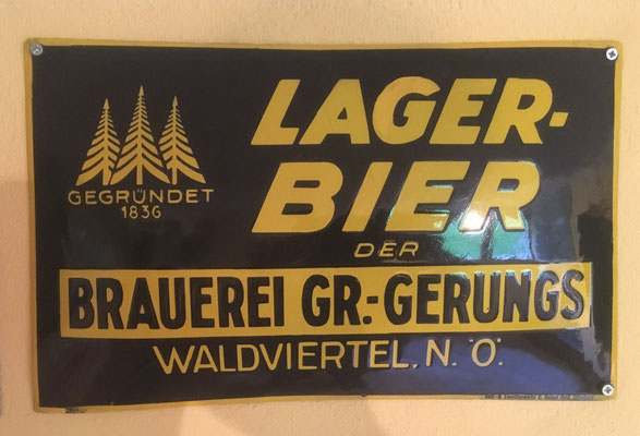 094 Brauerei Gr.Gerungs, Email, Abm. 29,5 cm x 39 cm, Impressum: Ferro-Email, Aetz & Emaillierwerk C. Robert Dold, Offenburg ca. 1920 