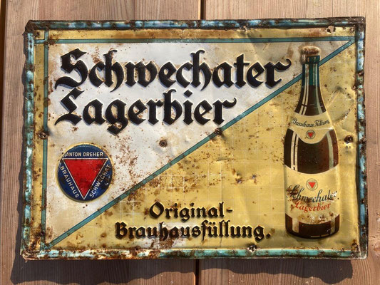 057 Brauerei Schwechat, Blech, Abm. 35 cm x 50 cm, Impressum: Papier u. Blechdruck Industrie Wien XIX, ca. 1910