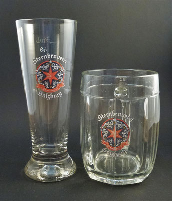 S045, S046,Sternbräu, Salzburg Stadt, + 1956 (Glas von ca. 1920)