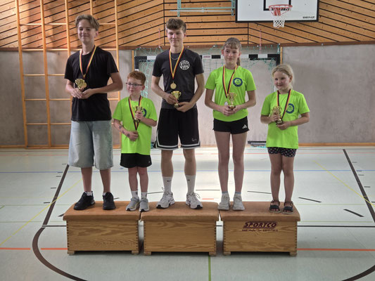 Dorfpokalsieger: Dominik, Leo, Paul, Lara, Mia