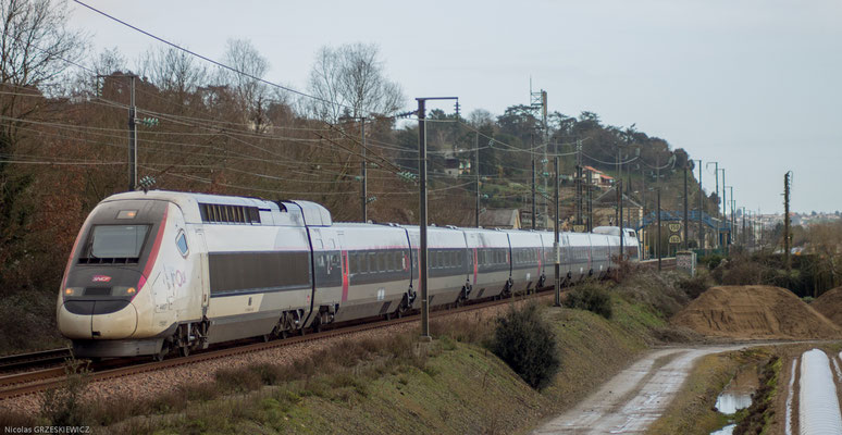 En ce 17-01-2020, la rame n°4417 arrive de Strasbourg sur le train n°5487. C'est une des 1eres POS à venir en service commercial dans l'Ouest.