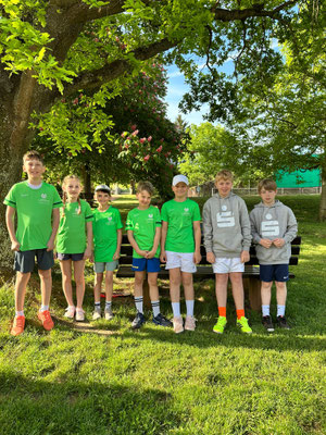 Das U12-Team: von links Moritz Bauer, Lola Elsäßer, Elias Maximilian Krautz, Noah Wolf, Hannes Kaiser, Leonhard Bätzel und Leopold Lergenmüller. Auf dem Bild fehlt Ben Speth