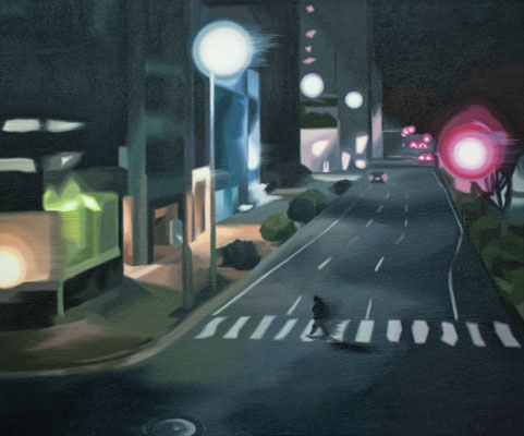 afterimage of the night (from the footbridge) , 606×727㎜ , oil on canvas , 2024