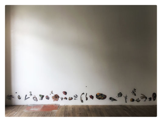 Asarôtos Oïkos / 2023 / Photographies transférées sur mur / 48x404 cm l’ensemble (avec Isabelle Le Morvan)