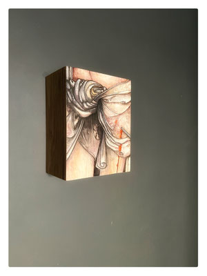 Martyr / 2025 / Aquarelle sur bois / 18,5x14,5x10 cm