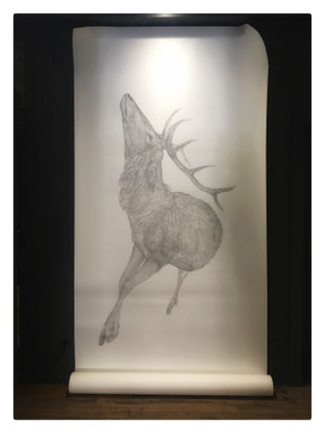 Feu / 2022 / Mine graphite sur papier Artistico de Fabriano / 278x151x22 cm