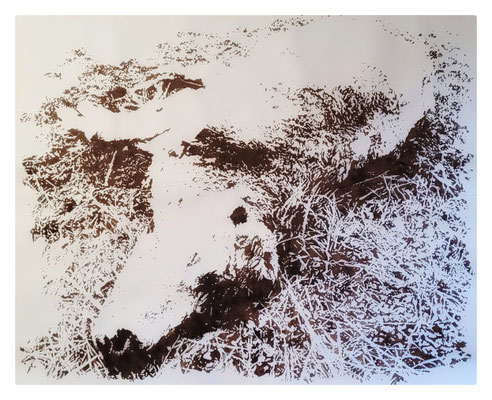 FR36-9300-3168 (Série La vache morte) / 2014 / Encre acrylique sur papier Fabriano / 122x150 cm