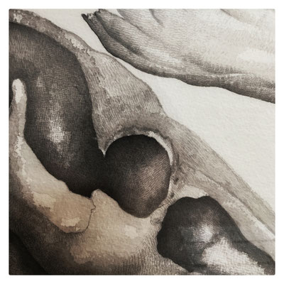 Restes / Série Les choses noires / 2013 / Mine graphite et aquarelle sur papier Arches / 30x30 cm / Détail