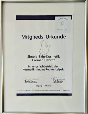 Mitgliedsurkunde Kosmetikinnung Leipzig