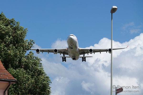 A340 of swiss approaching Zurich Airport