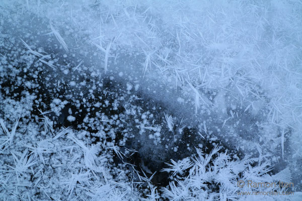 Ice with frost crystals