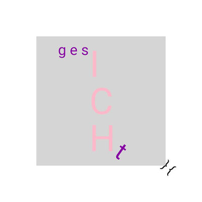 ICH-Triptychon - links: "gesICHt"; mittig: "GEDichT"; rechts: "gewICHt"