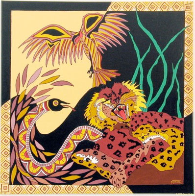 "Der Falke, die Schlange, der gähnende Gepard" - 80x80 - Nr:100