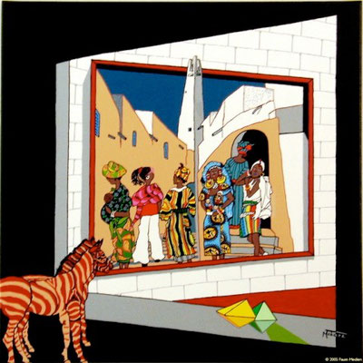 "Zebras vor Ghardaja" - 70x70 - Nr:221
