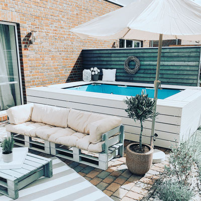 Poolumrandung DIY Pool garten bauen Baumarkt doityourself selbstistdiefrau Bauanleitung