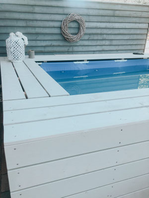 Poolumrandung DIY Pool garten bauen Baumarkt doityourself selbstistdiefrau Bauanleitung