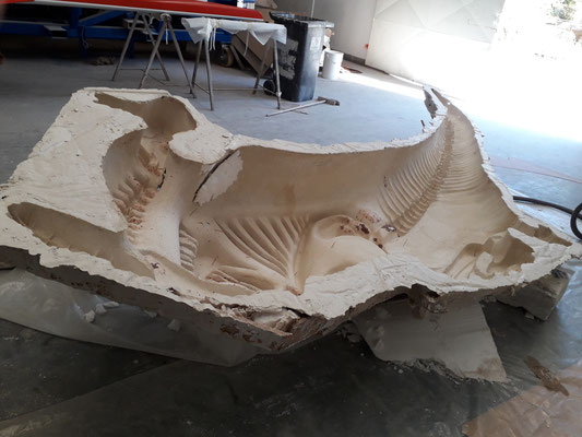 Talencératops - sculpture jeu- moulage en plâtre C.Lacroix