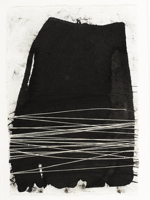 221115 - Encre, fil de coton sur BFK Rives 300 g - 17 x 12 cm 