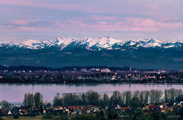Alpenblick über den Bodensee (mit Filter "Ölfarbe")