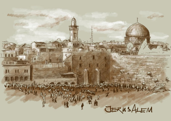 Illustration für Ausstellung "Religion und Raum", Jerusalem