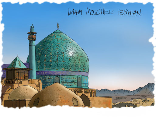 Illustration für Ausstellung "Religion und Raum", Imam Moschee Isfahan