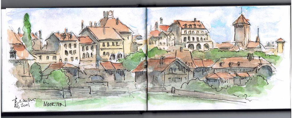 Urban sketching in Murten