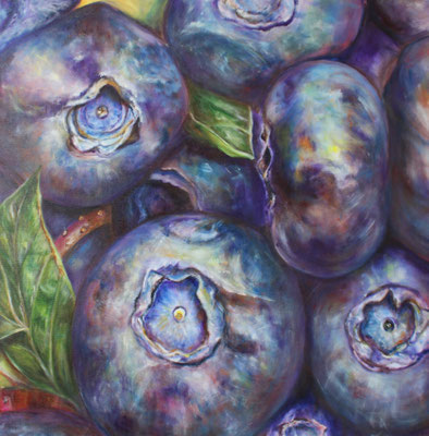 Blaubeeren  Acryl aif Canvas 50 x 50