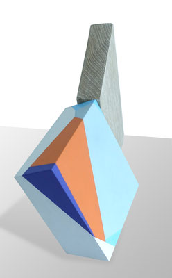 Point de vue 1 (Archi. Improbable) Sculpture -H 24 X larg. 14 cm X L 26 - bois, peinture acrylique- ©2018Jaja2/ADAGP