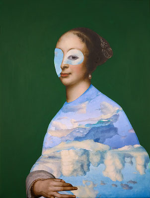 Underwelt, 2025 . acrylic and collage on canvas . cm 40x30