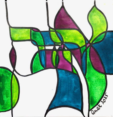 encres et feutres sur toile, 2025, 20 x 20 cm  |  fr 220