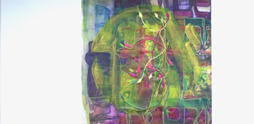 Yashir (b), 30x60 cm, acrylique mixte et broderie sur toile, 2025  |  fr 900