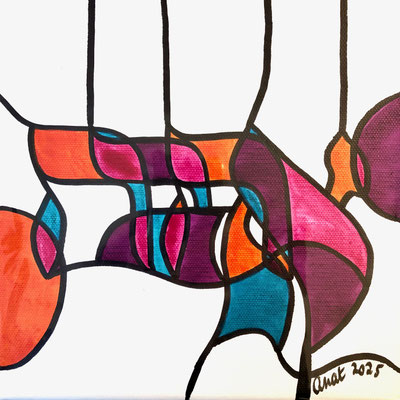 encres et feutres sur toile, 2025, 20 x 20 cm  |  fr 220